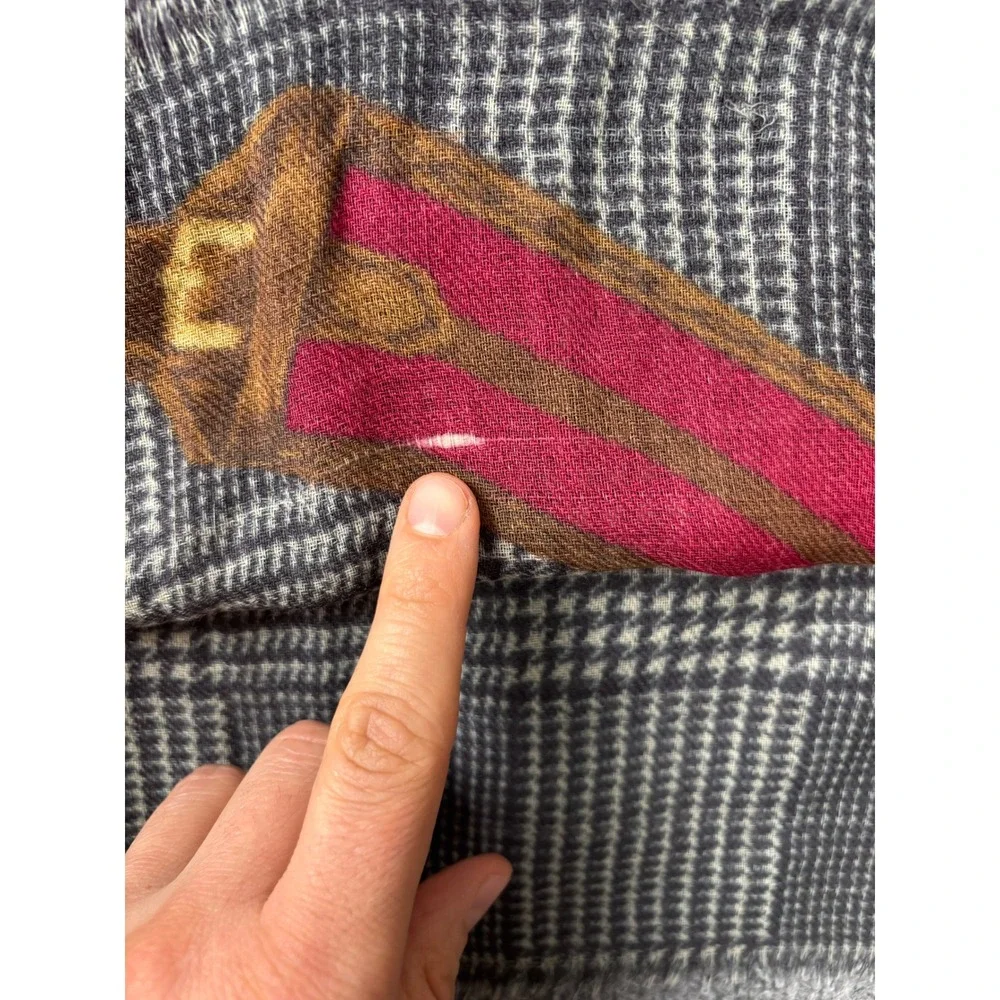 Lauren Ralph Lauren Scarf Glen Plaid Equestrian Belt Chain Print Preppy Heritage